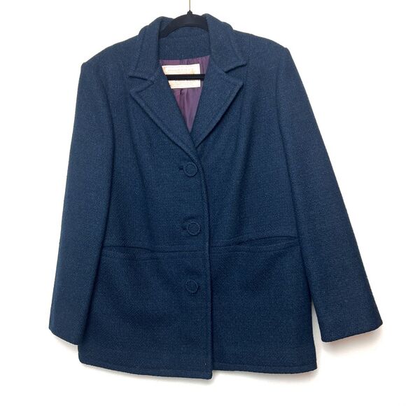 Pendleton Women's XL‎ Vintage Virgin Wool Navy Blue Pea Coat Classic Tailored - Picture 1 of 5